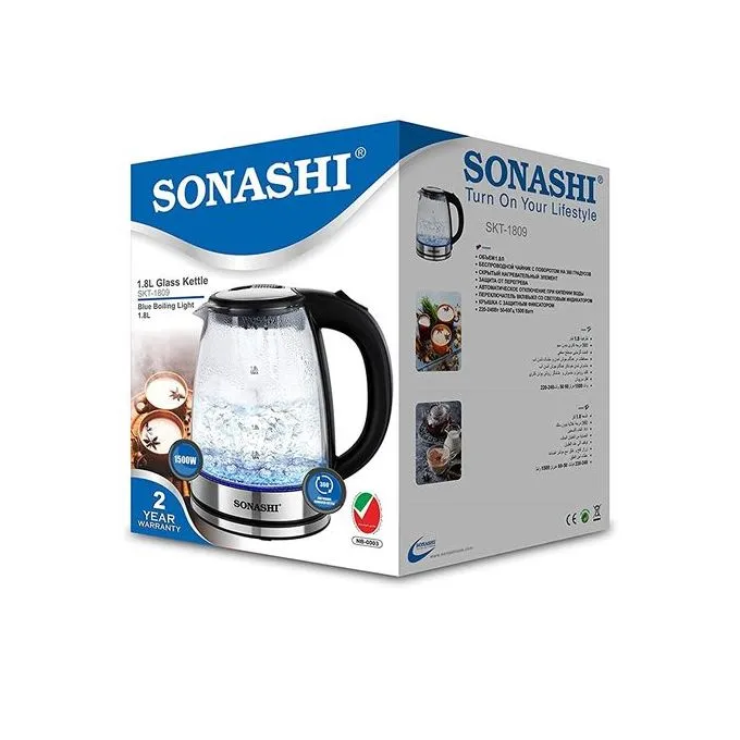 Bouilloire en verre LED 1.8L 1500W Sonashi SKT-1809