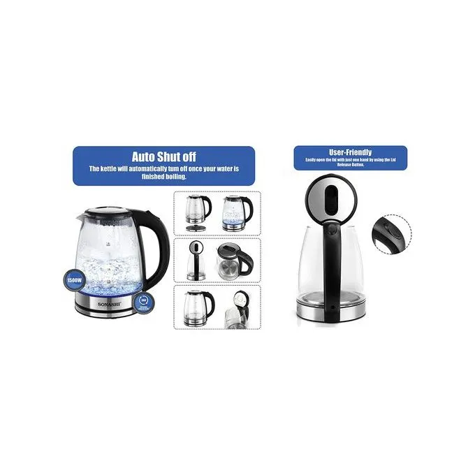 Bouilloire en verre LED 1.8L 1500W Sonashi SKT-1809