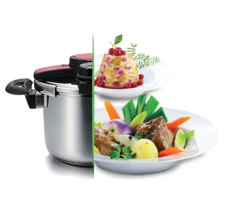 Cocotte Minute en inox 18/10 + Cuite a vapeur + Joint  +Couvercle en verre Robuste