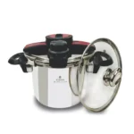 Cocotte Minute en inox 18/10 + Cuite a vapeur + Joint +Couvercle en verre Robuste – طنجرة ضغط روبوست إينوكس زجاج