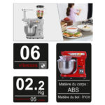 Robot Pétrin 3 en 1 inox 5L 1000 W 06Vitesses GRIS Robuste RPM37 – عجانة كهربائية روبوست 5 لتر 1000 واط رمادي إينوكس