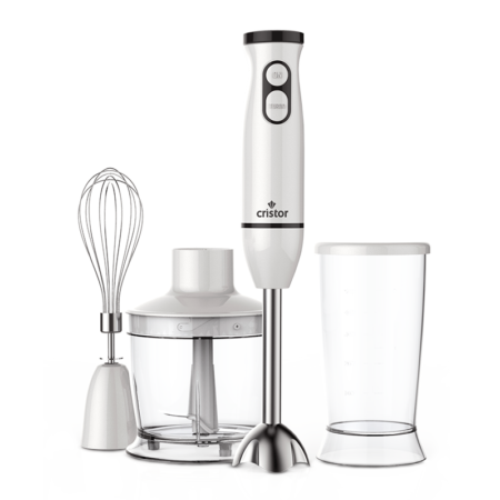 Bras Mixeur 3 en 1 CRISTOR Bras mixeur, Hachoir et Bras Fouet -500 W- 500 ML – Blanc