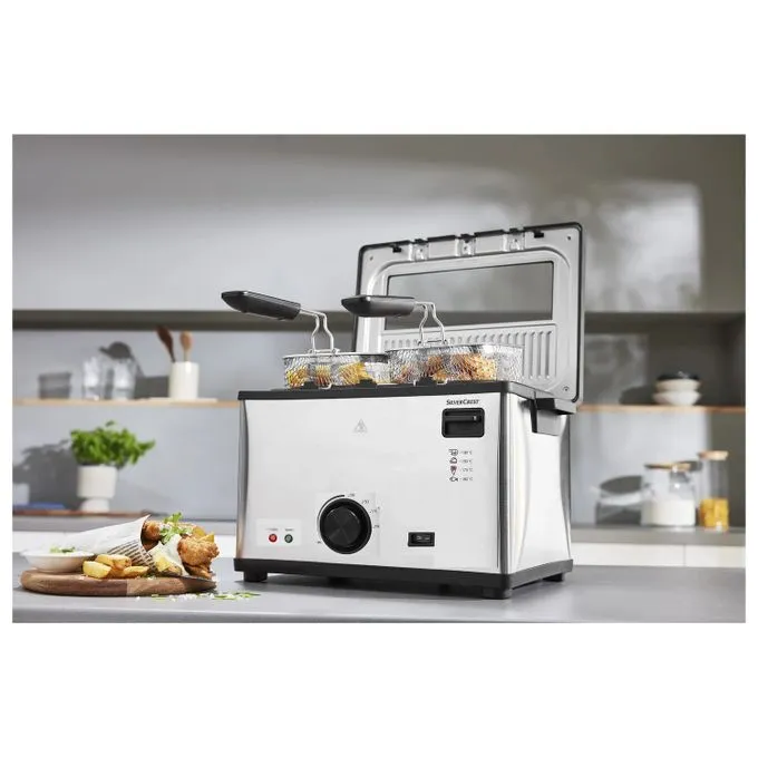 Friteuse inox 4L -  2000 W  avec 03 panier SilverCrset  DF3700