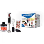 Mixeur Plongeur INOX 3en1 - 04 Lames - 600W Sonashi SHB-179JBC – خلاط كهربائي سوناشي 600 واط إينوكس SHB-179JBC