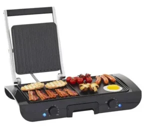 Planche a Grille et Panineuse inox 2 en 1 - 1500W 38x20 CM Multismart MS-GL1111