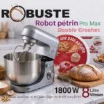 Pétrin Double Crochet 08L 1800W ave 04 Accessoires Robuste PROMAX – عجانة كهربائية روبوست 08 لتر 1800 واط