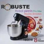 Pétrin Double Crochet 08L 1800W ave 04 Accessoires Robuste PROMAX – عجانة كهربائية روبوست 08 لتر 1800 واط