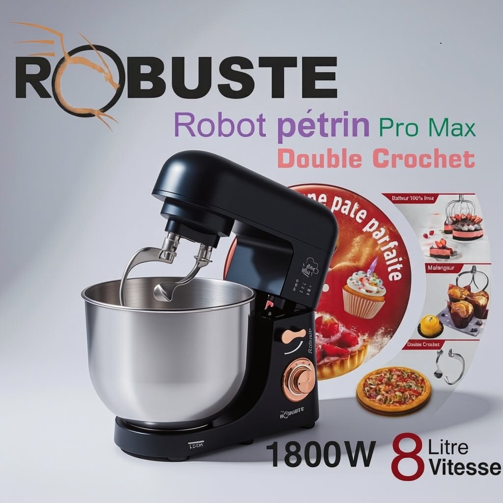 Pétrin Double Crochet 08L 1800W ave 04 Accessoires Robuste PROMAX – Image 3