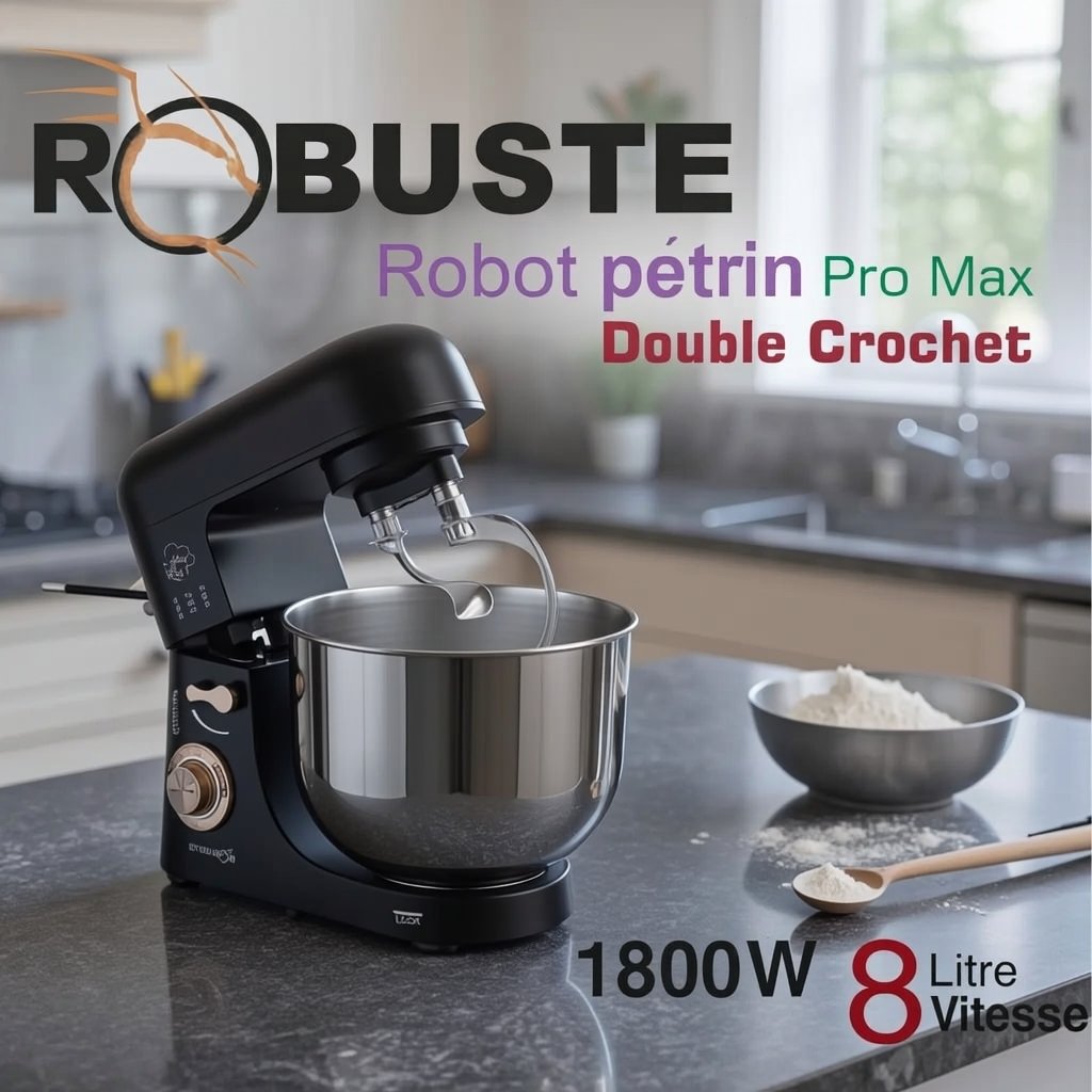 Pétrin Double Crochet 08L 1800W ave 04 Accessoires Robuste PROMAX – Image 11