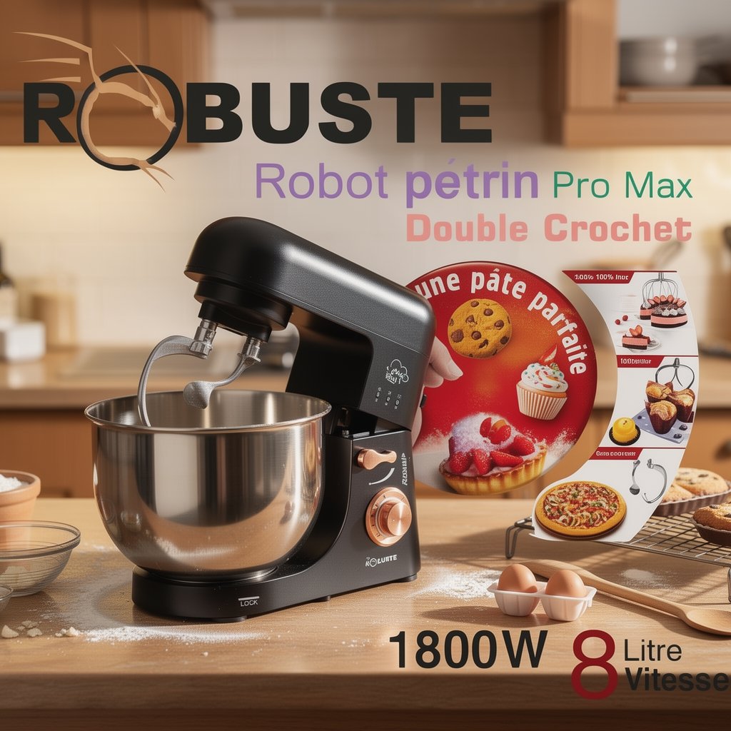 Pétrin Double Crochet 08L 1800W ave 04 Accessoires Robuste PROMAX – Image 6