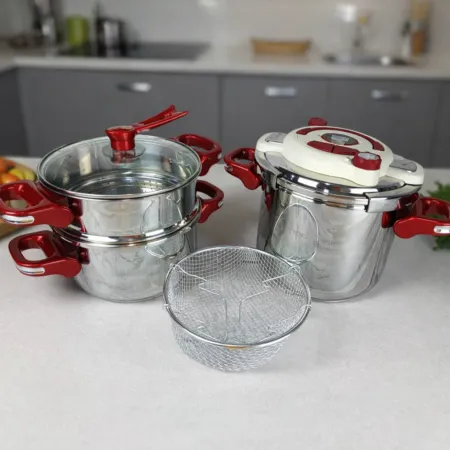 Cocotte 7 Pièces en inox 18/10 - 4+7 Litres CLIPSO + MINUTEUR NARDI
