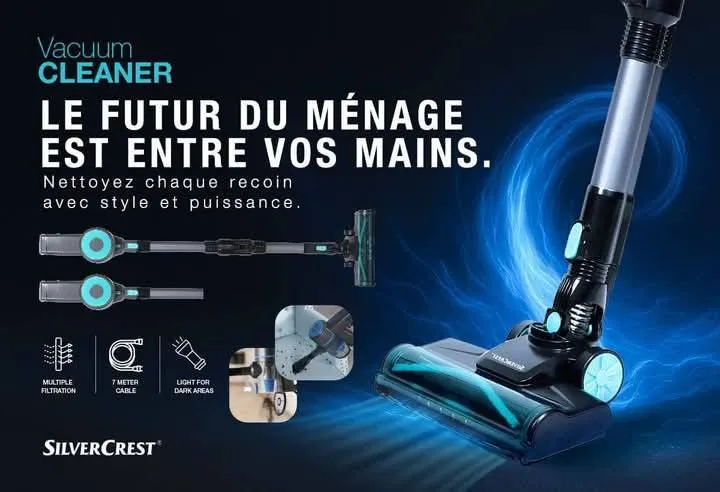 Aspirateur Balai Pro 600W Cable 7M Flexible SilverCrest VC1905AC