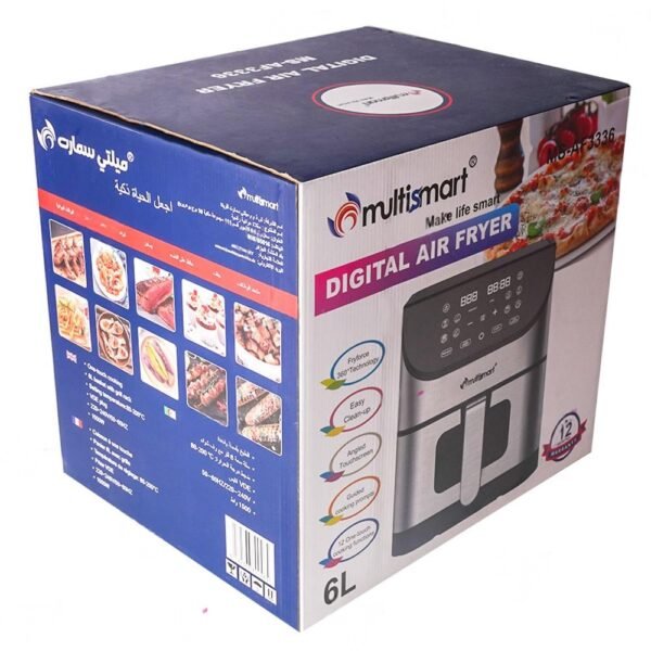 Friteuse INOX Sans Huile Numérique  6L 1500W Avec Fenêtre Multismart MS-AF3336 – Image 5
