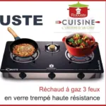 Réchaud a gaz 3 Feux en verre trempé Noir Robuste – موقد روبوست أسود زجاج