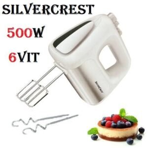 Batteur Electrique À Main 500W avec 6 vitesses +Turbo SilverCrest  - HM2002GS-Blanc-Argent