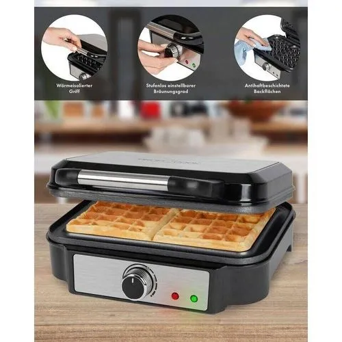 Gaufrier Électrique inox Avec 2 Gaufres 1000 Watts Proficook OriginalPC WA 1240 Gris