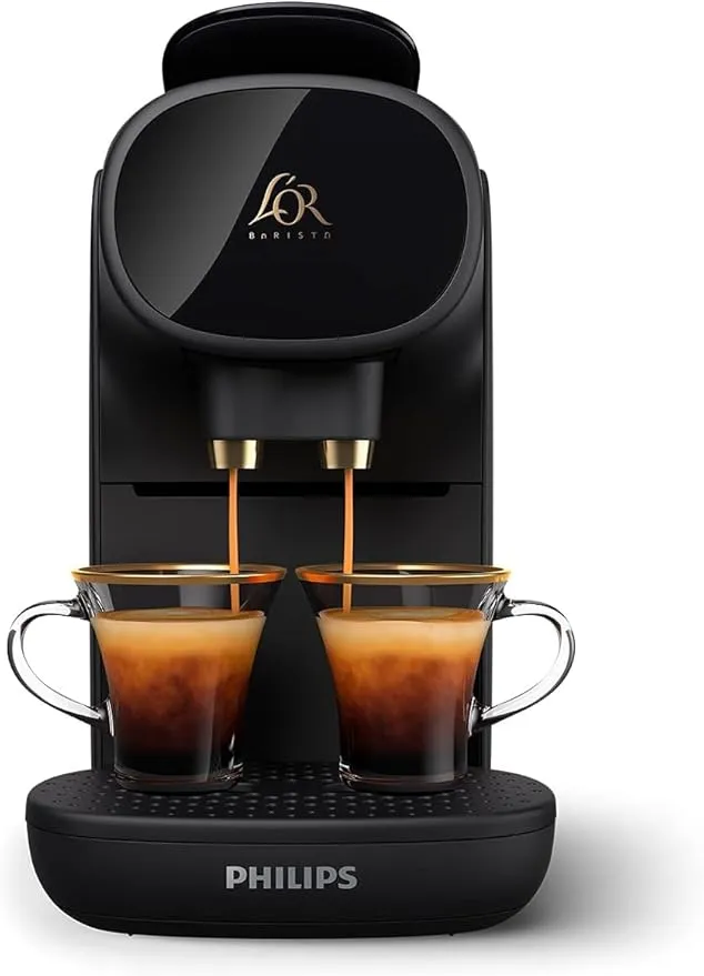 Machine à Café à Capsules, Piano Noir et gris , Reconnaissance des Capsules Doubles Philips L'Or Barista Sublime Original LM9012/60