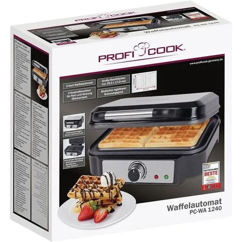 Gaufrier Électrique inox Avec 2 Gaufres 1000 Watts Proficook OriginalPC WA 1240 Gris