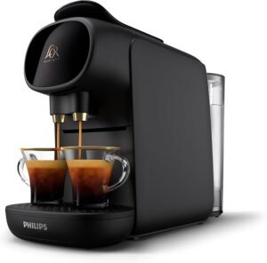 Machine à Café à Capsules, Piano Noir, Reconnaissance des Capsules Doubles Philips L'Or Barista Sublime LM9012/60