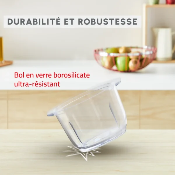 Choppeo, Hachoir avec bol en verre Moulinex , Capacité de 1 L, Verre borosilicate DJ603110 – Image 6