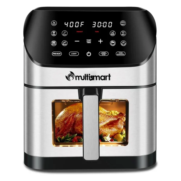 Friteuse INOX Sans Huile Numérique  6L 1500W Avec Fenêtre Multismart MS-AF3336