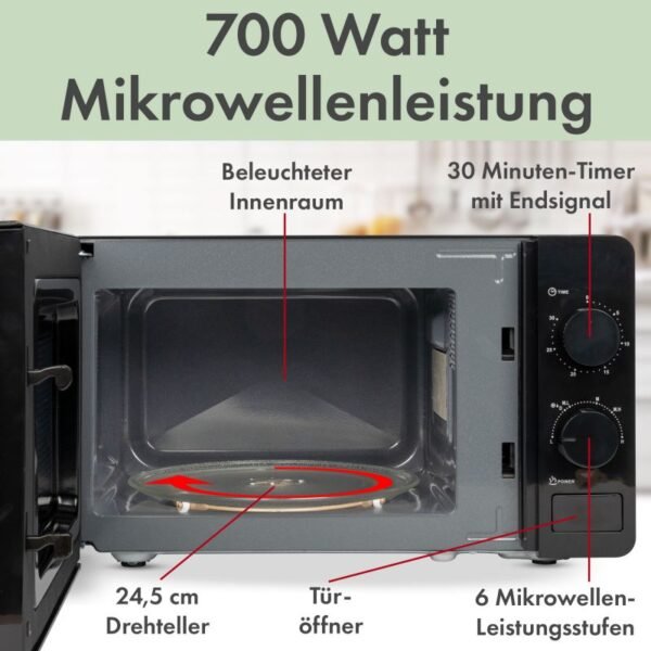 Micro-onde 20L 1150W Bomann MW 6014 CB Noir – Image 3