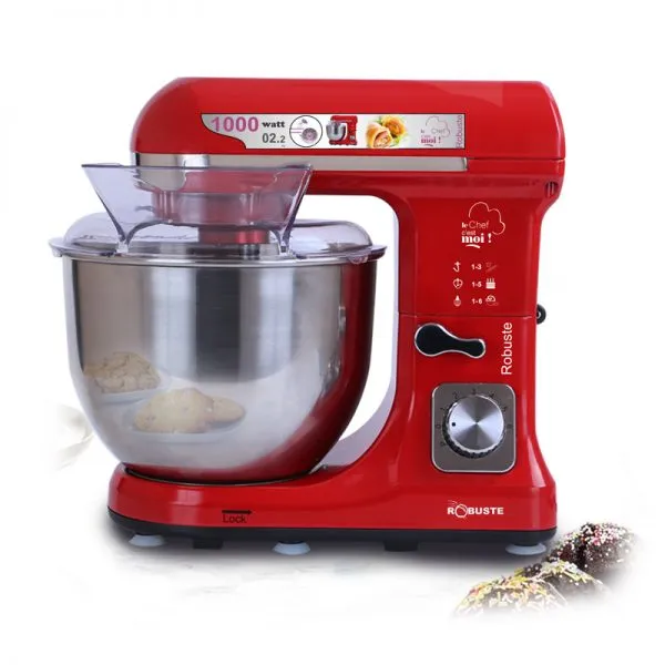 Robot Pétrin inox 5L 1000 W 06Vitesses Rouge Robuste PK2