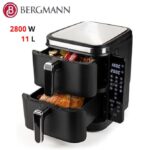 Air Fryer Sans Huile Double Bac Vertical Avec Fenêtre - 11 L 2800 W Bergmann BAF 9001W – قلاية هوائية بيرغمان 11 لتر 2800 واط