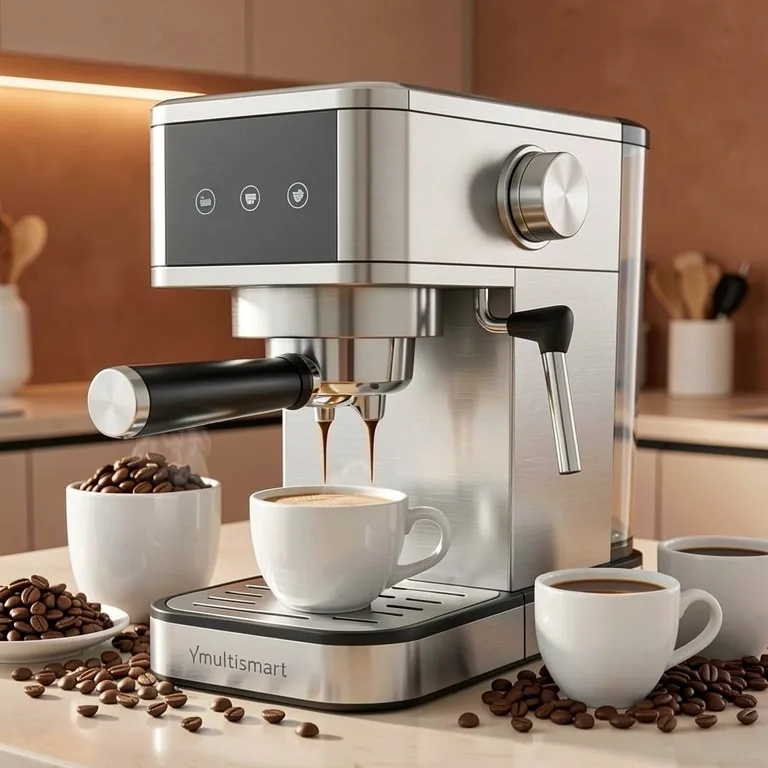 Cafetière expresso INOX 3 en1 20Bar 1450W  '' Poudre + Capsules + Cappuccino'' Multismart MS-CF1313