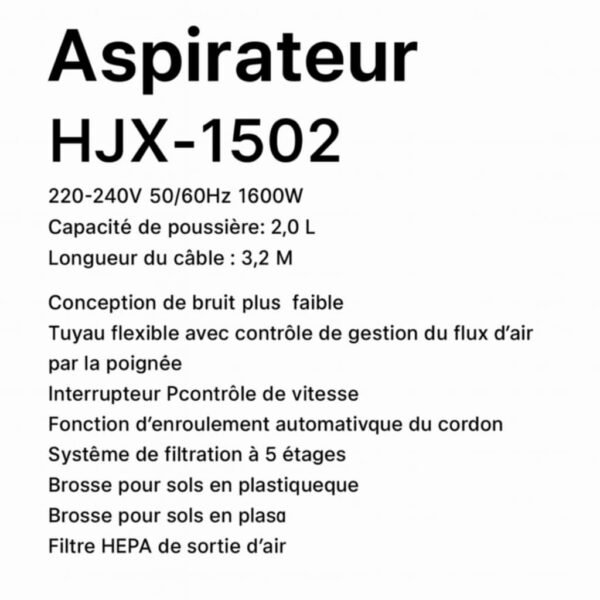 Aspirateur Calor NRJ Sans Sac 1600W 2L Avec Controle de vitesses Calor NRJ HJX-1502 – Image 3
