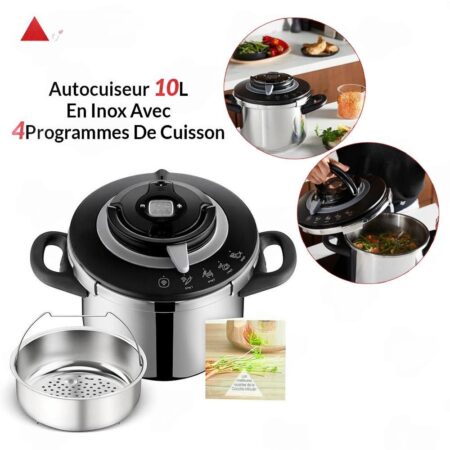 Autocuiseur Seb 10L Clipso+ Chef En Inox Avec 4 Programmes De Cuisson Clipso+ Chef Seb Original P4551500