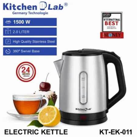 Bouilloire Electrique Sans Fil En inox 02 L 1500W KitchenLab KT-EK-011