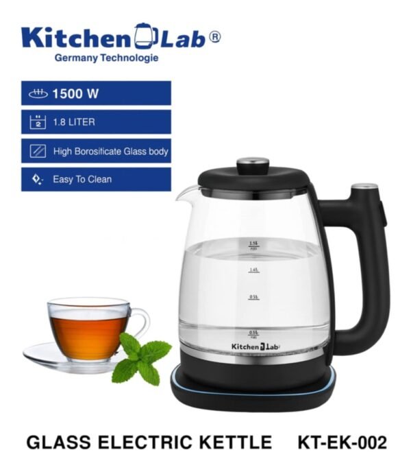 Bouilloire Electrique Sans Fil En verre 1.8L 1500W LED KitchenLab KT-EK-002