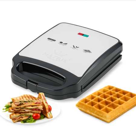 Panineuse et Gaufrier XL 2 en 1- 1200 W Matrix Mx-9001