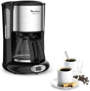 Cafetière avec filtre inox Moulinex Programmable 1,25 L, 10 à 15 tasses,  Moulinex FG362810 Noir