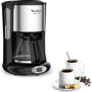 Cafetière avec filtre inox Moulinex Programmable 1,25 L, 10 à 15 tasses,  Moulinex FG362810 Noir
