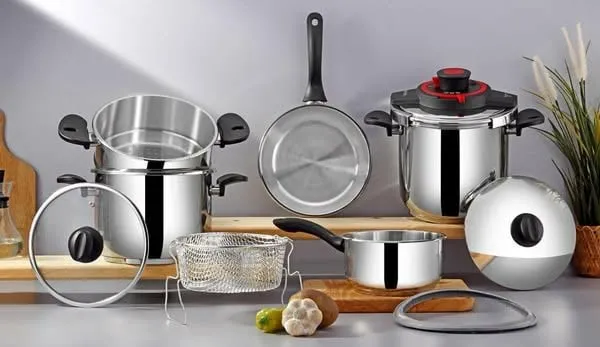 Cocotte 10 Pcs Bonera 6L + 8L En Inox 18/10 Noir Bonera Made in Turkey