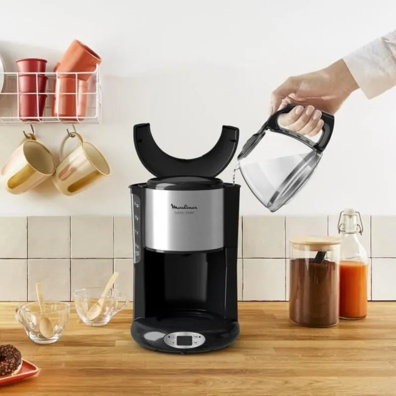 Cafetière avec filtre inox Moulinex Programmable 1,25 L, 10 à 15 tasses,  Moulinex FG362810 Noir