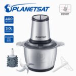 Hachoir inox 2 en 1 - 04 Lames 03L 400W PlanetSat PMC-1970 – مفرمة لحم بلانيت سات 03 لتر 400 واط إينوكس PMC-1970