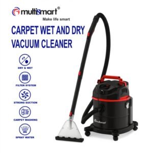 Aspirateur a eau et Poussière Multifonction + Lifting Tapis 1600 W 20 Litres - Rouge Multismart VC4220