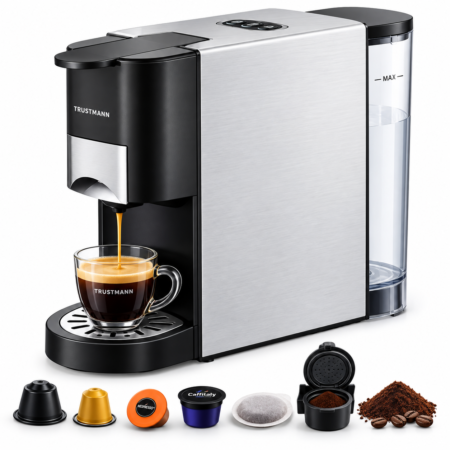 Machine à Café inox Multi Capsules 6 en1 – 1450W 19 Bar TRUSTMANN TM-MC-4001