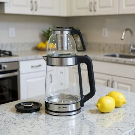 Bouilloire 2.2 L + Théière en verre 1500 W Trustmann
غلاية ماء زجاجية مع ابريق شاي 2 في 1