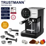 Machine à café et Lait inox 5 en1 Café Poudre et Capsule Nespresso 1350W 20 Bar TRUSTMANN® TM-CM-002 – آلة قهوة نسبريسو 1350 واط إينوكس TM-CM-002