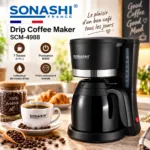 Cafetière Électrique avec Thermos 1L - 8-10 Tasses 800W 1.2L Avec Filtre Lavable Sonashi SCM-4988 آلة القهوة مع ترموس خاص بها لحفظ درجة الحرارة من 8 الى 10 فنجان بقوة 800 واط تستخدم القهوة العادية المطحونة .. الفيلتر قابل للغسل Sonashi SCM-4988 – آلة قهوة سوناشي 1 لتر 800 واط SCM-4988