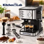 Cafetière inox a Bras 4 en 1 – 20 Bars 1050W 1.5L Café Poudre et MultiCaps KitchenLab KT-CM-001 – آلة قهوة كيتشن لاب 1.5 لتر 1050 واط إينوكس KT-CM-001