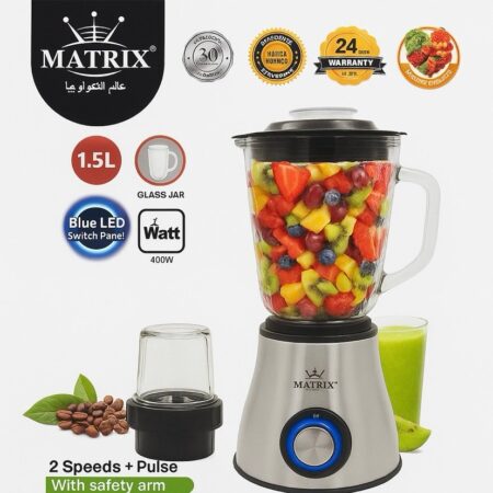 Blender Inox 400W 1.5L avec système sécurité avec moulin Matrix MX 807