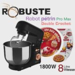 Pétrin Double Crochet 08L 1800W ave 04 Accessoires Robuste PROMAX – عجانة كهربائية روبوست 08 لتر 1800 واط