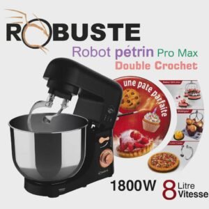 Pétrin Double Crochet 08L 1800W Robuste PRO MAX Noir