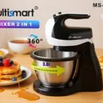 Batteur avec Bol rotatif en inox 03L 300W 05 Vitesses MultiSmart MS-HM3023 – خفاق كهربائي مولتي سمارت 03 لتر 300 واط إينوكس MS-HM3023