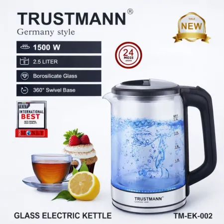 Bouilloire LED En Verre 2.5L 1500W Trustmann TM-EK-002